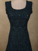 Deep Teal Blue Floral Thread Embroidered Design Chiffon Gown with Dupatta