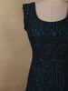 Deep Teal Blue Floral Thread Embroidered Design Chiffon Gown with Dupatta