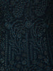 Deep Teal Blue Floral Thread Embroidered Design Chiffon Gown with Dupatta