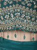 Deep Teal Blue Floral Vine Sequins and Beads Embroidered Design Tissue Party Wear Indo Western Palazzo Suit with Matching Choker Dupatta