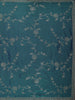 Deep Teal Blue Floral Vine Stone Embellished Design Organza Party Wear Saree with Scalloped Border