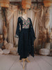 Deep Teal Blue Floral Vine Thread and Beads Embroidered Design Pure Cotton Anarkali Salwar Suit with Matching Dupatta