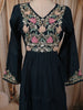Deep Teal Blue Floral Vine Thread and Beads Embroidered Design Pure Cotton Anarkali Salwar Suit with Matching Dupatta