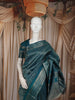 Deep Teal Blue Floral Vine Zari Woven Design Pure Kanchipuram Silk Saree with Matching Zari Border