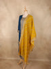 Deep Teal Blue Floral Zari Embroidered Design Silk Salwar Suit with Contrast Yellow Dupatta