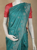 Deep Teal Blue Floral Zari Woven Design Pure Kanchipuram Silk Saree with Zari Border