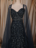 Deep Teal Blue Heavy Sequins and Beads Embroidered Design Mermaid Satin Lehenga with Sheer Dupatta