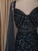 Deep Teal Blue Heavy Sequins and Beads Embroidered Design Mermaid Satin Lehenga with Sheer Dupatta