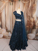 Deep Teal Blue Heavy Sequins and Beads Embroidered Design Net Bridal Lehenga with Matching Dupatta