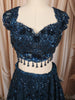 Deep Teal Blue Heavy Sequins and Beads Embroidered Design Net Bridal Lehenga with Matching Dupatta