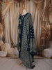 Deep Teal Blue Ikat Printed Design Cotton Straight Cut Salwar Suit with Dupatta
