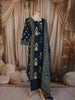 Deep Teal Blue Ikat Printed Design Cotton Straight Cut Salwar Suit with Dupatta