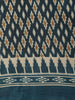 Deep Teal Blue Ikat Printed Design Mixed Silk Cotton Fancy Saree