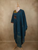 Deep Teal Blue Mirror Embroidered Design Cotton Salwar Suit with Dupatta