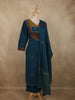 Deep Teal Blue Mirror Embroidered Design Cotton Salwar Suit with Dupatta