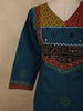 Deep Teal Blue Mirror Embroidered Design Cotton Salwar Suit with Dupatta