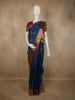 Deep Teal Blue Paisley Butta Woven Design Pure Kanchipuram Silk Saree with Contrast Border