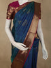 Deep Teal Blue Paisley Butta Woven Design Pure Kanchipuram Silk Saree with Contrast Border