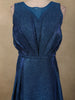 Deep Teal Blue Shimmer Solid And Glitter Design Party Wear Gown with with Pleated Bodice