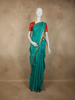 Deep Teal Blue Stripes Zari Woven Design Pure Kanchipuram Silk Saree with Zari Border