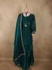 Deep Teal Emerald Green Floral Sequins and Beads Embroidered Design Organza Palazzo Suit with Dupatta