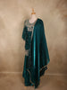 Deep Teal Emerald Green Floral Sequins and Beads Embroidered Design Organza Palazzo Suit with Dupatta