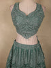 Deep Teal Emerald Green Zari Embroidered and Stone Embellished Design Net Lehenga With Net Dupatta