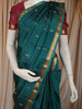 Deep Teal Green Butta Woven Design Kanchipuram Silk Saree with Zari Border