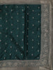 Deep Teal Green Butta Zari Embroidered Design Pure Tussar Silk Fancy Saree with Floral Zari Border