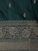 Deep Teal Green Butta Zari Embroidered Design Pure Tussar Silk Fancy Saree with Floral Zari Border