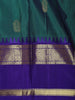 Deep Teal Green Floral Butta Woven Design Pure Kanchipuram Silk Saree with Contrast Zari Border