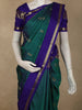 Deep Teal Green Floral Butta Woven Design Pure Kanchipuram Silk Saree with Contrast Zari Border