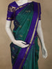 Deep Teal Green Floral Butta Woven Design Pure Kanchipuram Silk Saree with Contrast Zari Border