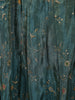 Deep Teal Green Floral Embroidered Design Organza Gown with Dupatta