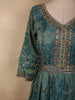 Deep Teal Green Floral Embroidered Design Organza Gown with Dupatta