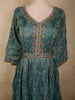 Deep Teal Green Floral Embroidered Design Organza Gown with Dupatta