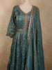 Deep Teal Green Floral Embroidered Design Organza Gown with Dupatta