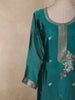 Deep Teal Blue Floral Embroidered Design Tissue Organza Salwar Suit with Dupatta