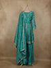 Deep Teal Green Floral Sequins and Beads Embroidered Design Tissue Peplum Palazzo Suit with Dupatta