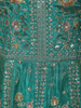 Deep Teal Green Floral Sequins and Beads Embroidered Design Tissue Peplum Palazzo Suit with Dupatta