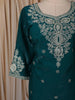 Deep Teal Green Floral Sequins and Zari Embroidered Design Organza Palazzo Suit