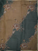 Deep Teal Green Floral Thread Embroidered Design Pure Organza Saree with Lace Border