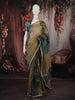 Deep Teal Green Floral Thread Embroidered Design Pure Organza Saree with Lace Border