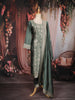 Deep Teal Green Floral Woven Tissue Banarasi Salwar Suit with Dupatta