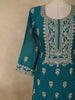 Deep Teal Blue Floral Zari Embroidered Design Georgette Palazzo Suit with Dupatta