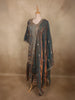 Deep Teal Green Floral Zari Embroidered Design Organza Palazzo Suit with Dupatta