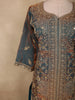 Deep Teal Green Floral Zari Embroidered Design Organza Palazzo Suit with Dupatta