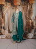 Deep Teal Green Floral Zari and Mirror Embroidered Design Chiffon Palazzo Suit with Matching Dupatta