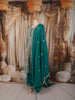 Deep Teal Green Floral Zari and Mirror Embroidered Design Chiffon Palazzo Suit with Matching Dupatta