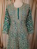 Deep Teal Green Floral Zari and Mirror Embroidered Design Chiffon Palazzo Suit with Matching Dupatta